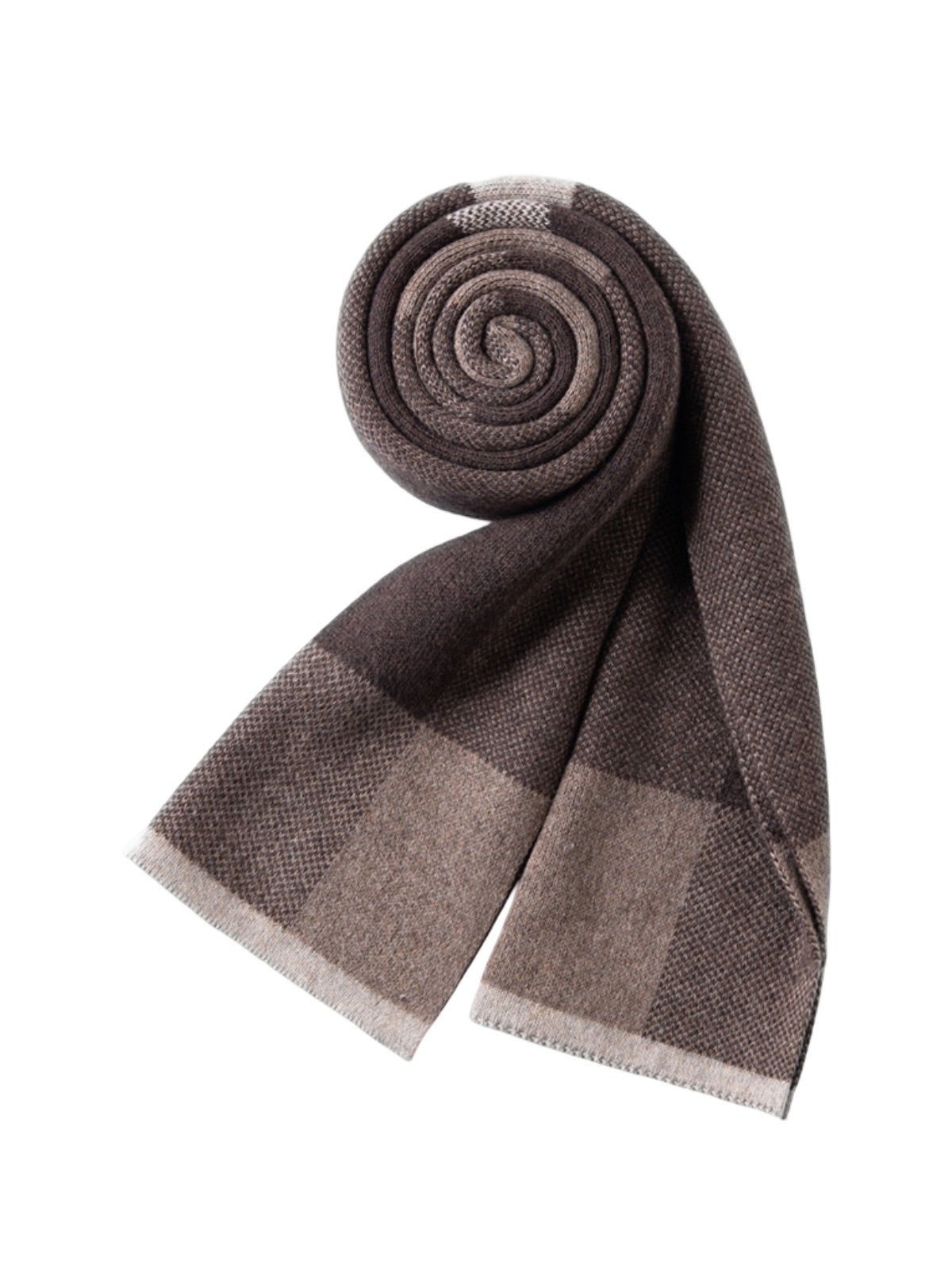 Écharpe en coton et cachemire femme, écharpe à carreaux douce et chaude, hiver 160 cm, style chic et cosy, fine et confortable, modèle Nadia - Écharpe - Marron