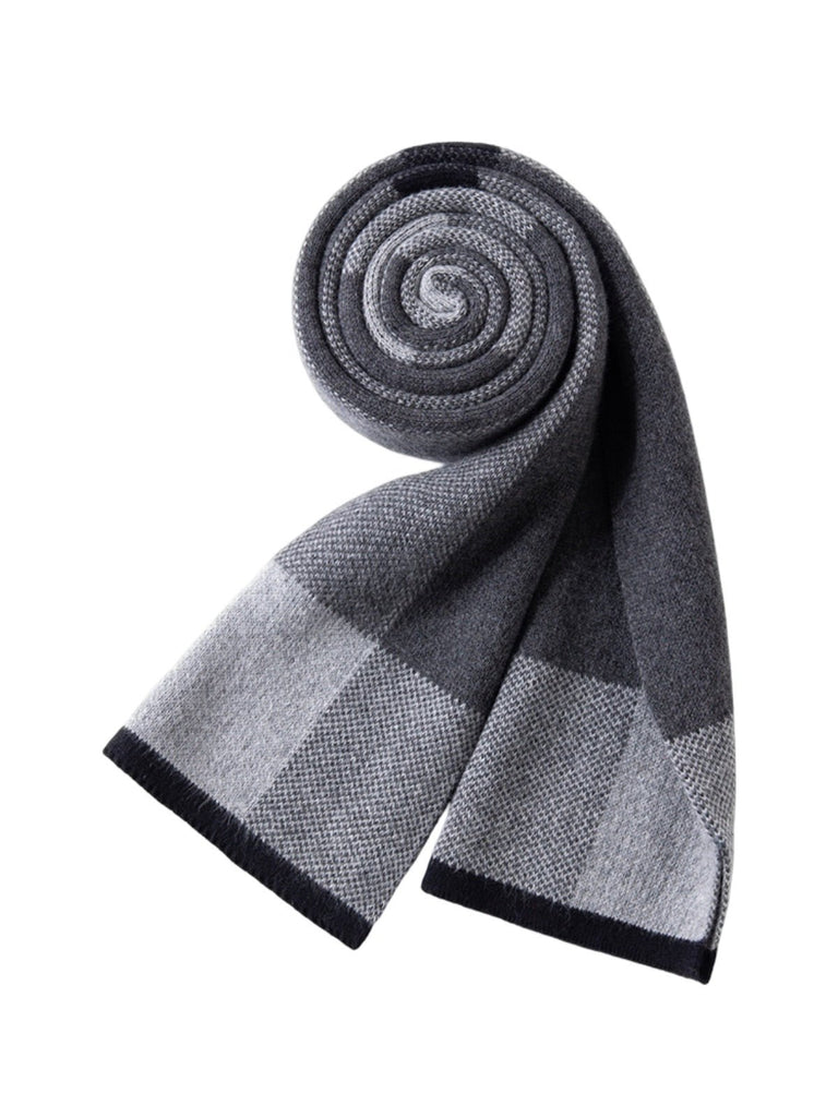 Écharpe en coton et cachemire femme, écharpe à carreaux douce et chaude, hiver 160 cm, style chic et cosy, fine et confortable, modèle Nadia - Écharpe - Gris foncé