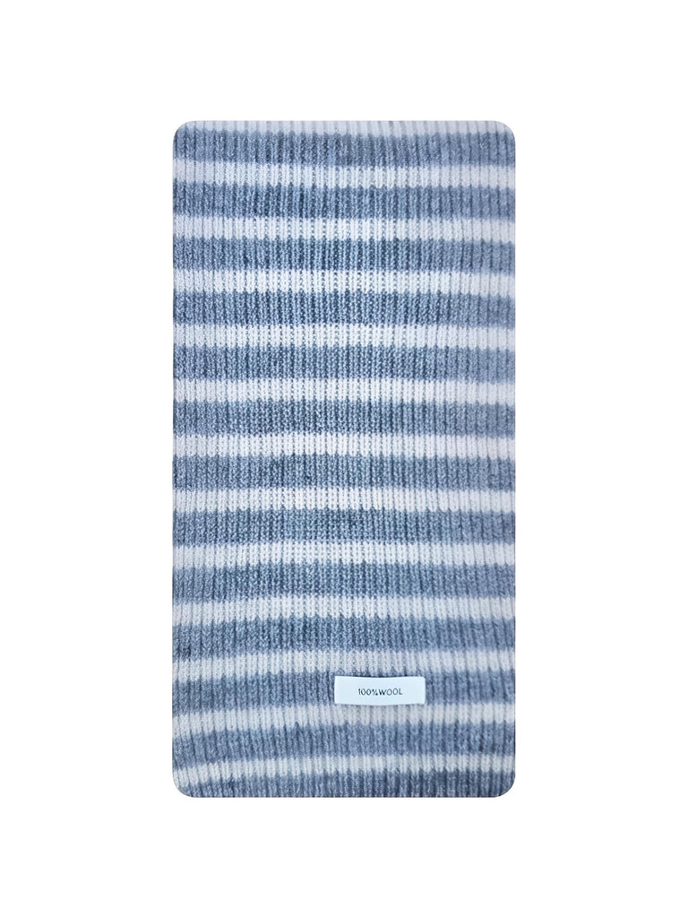 Striped wool scarf, warm and soft knit, trendy winter accessory, wide colorful stripes, daily warmth and comfort, Harria model