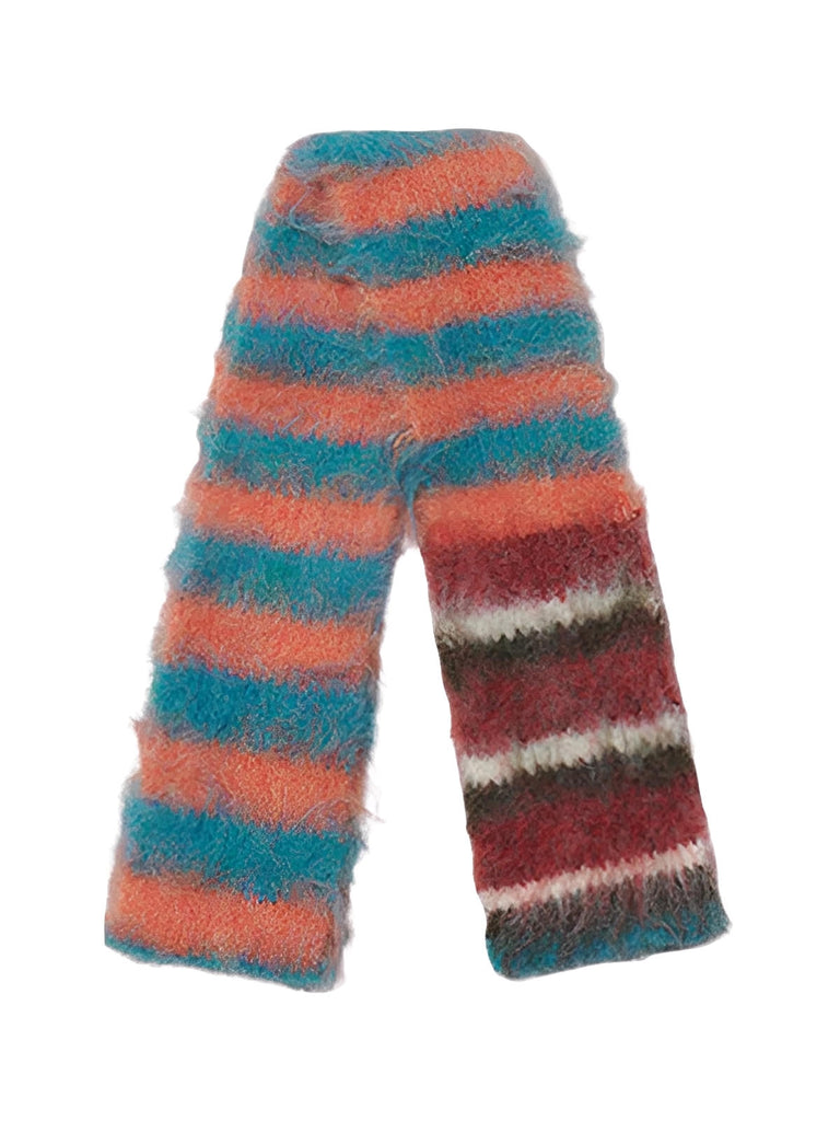 Sciarpa in maglia soffice, a righe multicolori, morbida e calda, stile streetwear invernale, sciarpa lunga e sottile, modello di tendenza unisex, modello Fizie