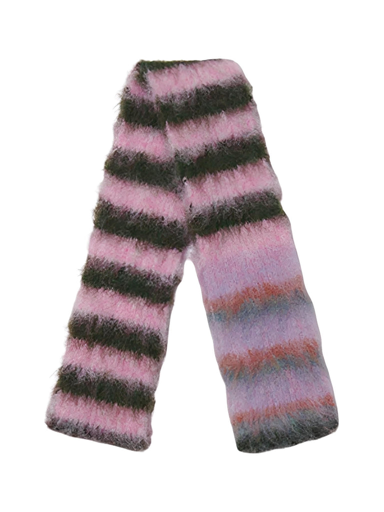 Sciarpa in maglia soffice, a righe multicolori, morbida e calda, stile streetwear invernale, sciarpa lunga e sottile, modello di tendenza unisex, modello Fizie