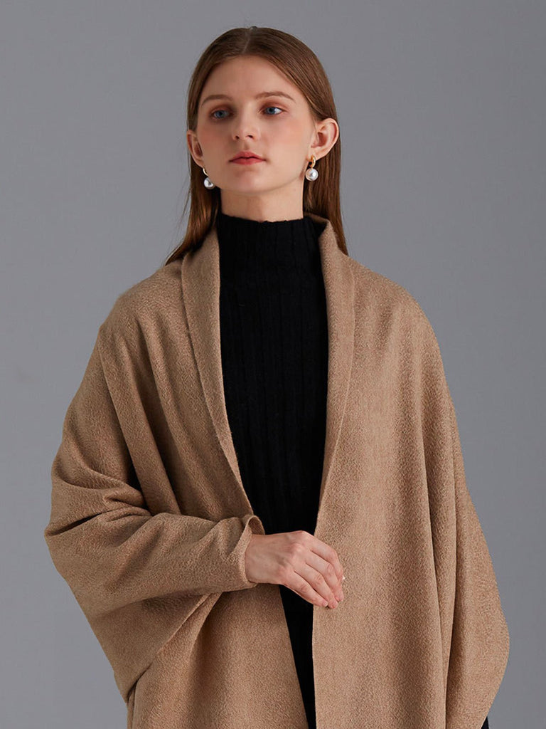 Écharpe en pure cachemire femme, grande écharpe douce, camel longue, chaude automne et hiver, écharpe luxe à franges, modèle Margèle - Écharpe - Camel