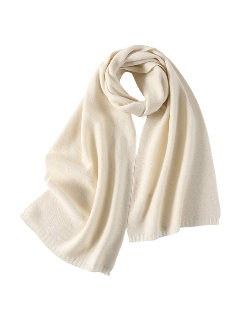 Écharpe en pure laine pour femme, écharpe longue hiver, chaude, douce et tricotée, écharpe unie style minimaliste, modèle Magla - Écharpe - Blanc