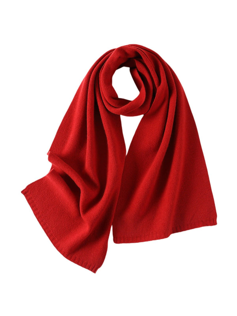 Écharpe en pure laine pour femme, écharpe longue hiver, chaude, douce et tricotée, écharpe unie style minimaliste, modèle Magla - Écharpe - Rouge
