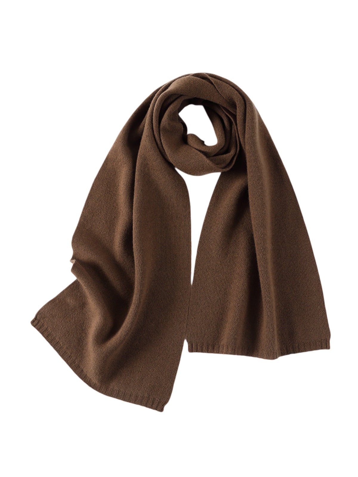 Écharpe en pure laine pour femme, écharpe longue hiver, chaude, douce et tricotée, écharpe unie style minimaliste, modèle Magla - Écharpe - Marron