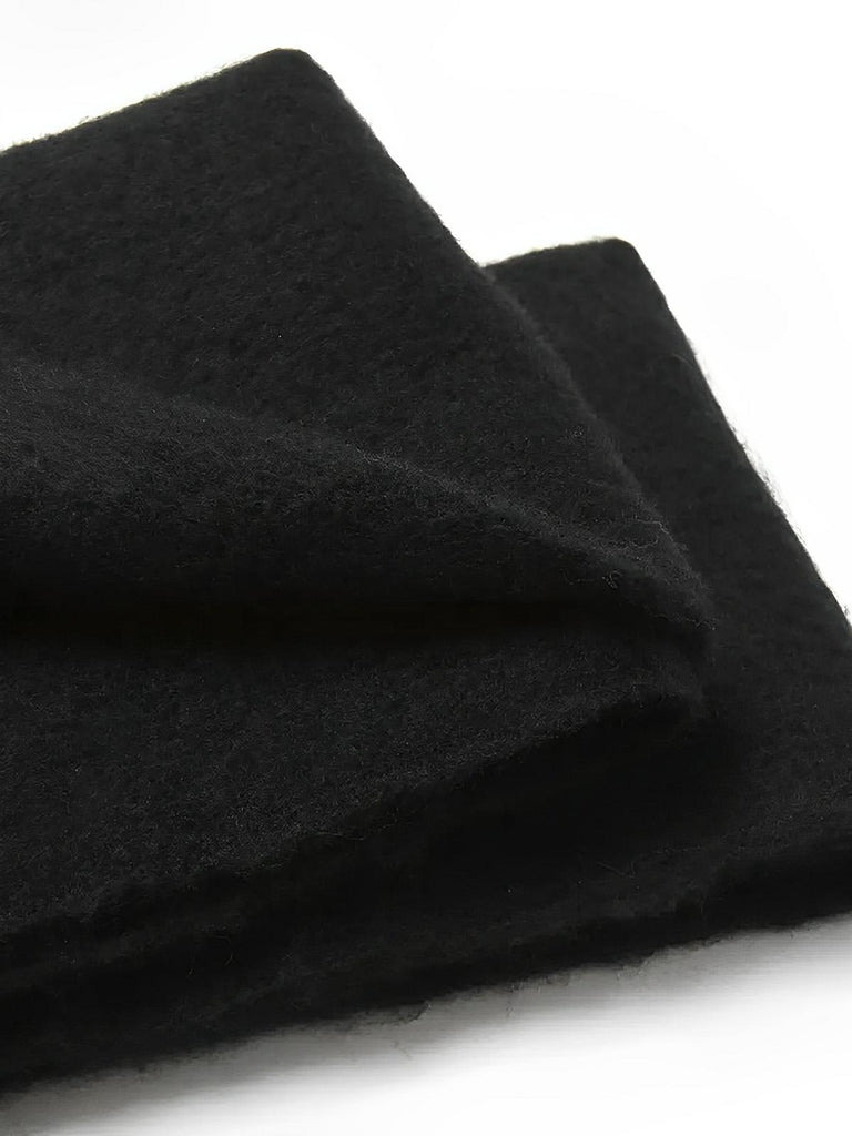 Écharpe femme hiver, longue écharpe chaude, frangée douce, maille unie, 40x210 cm, modèle Justine - Écharpe - Noir