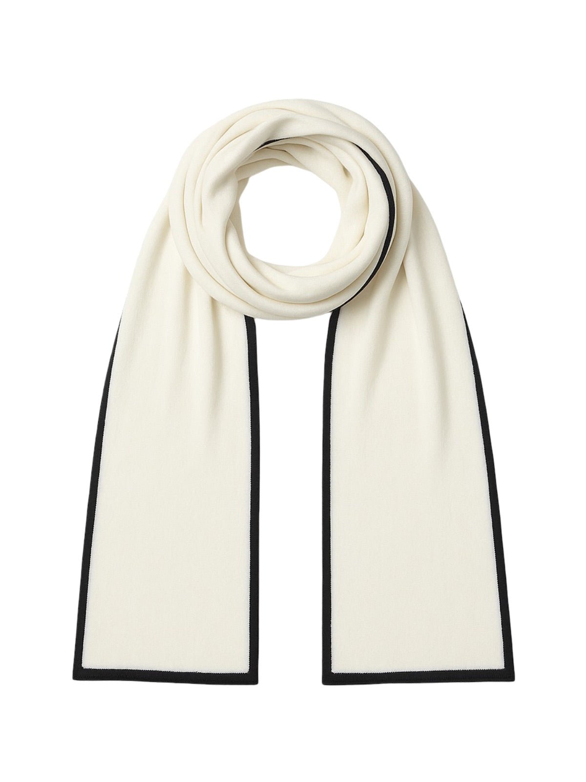 Écharpe femme hiver, longue écharpe chaude, laine cachemire modale, bords contrastés, style sobre et chic, modèle Gwen - Écharpe - Blanc