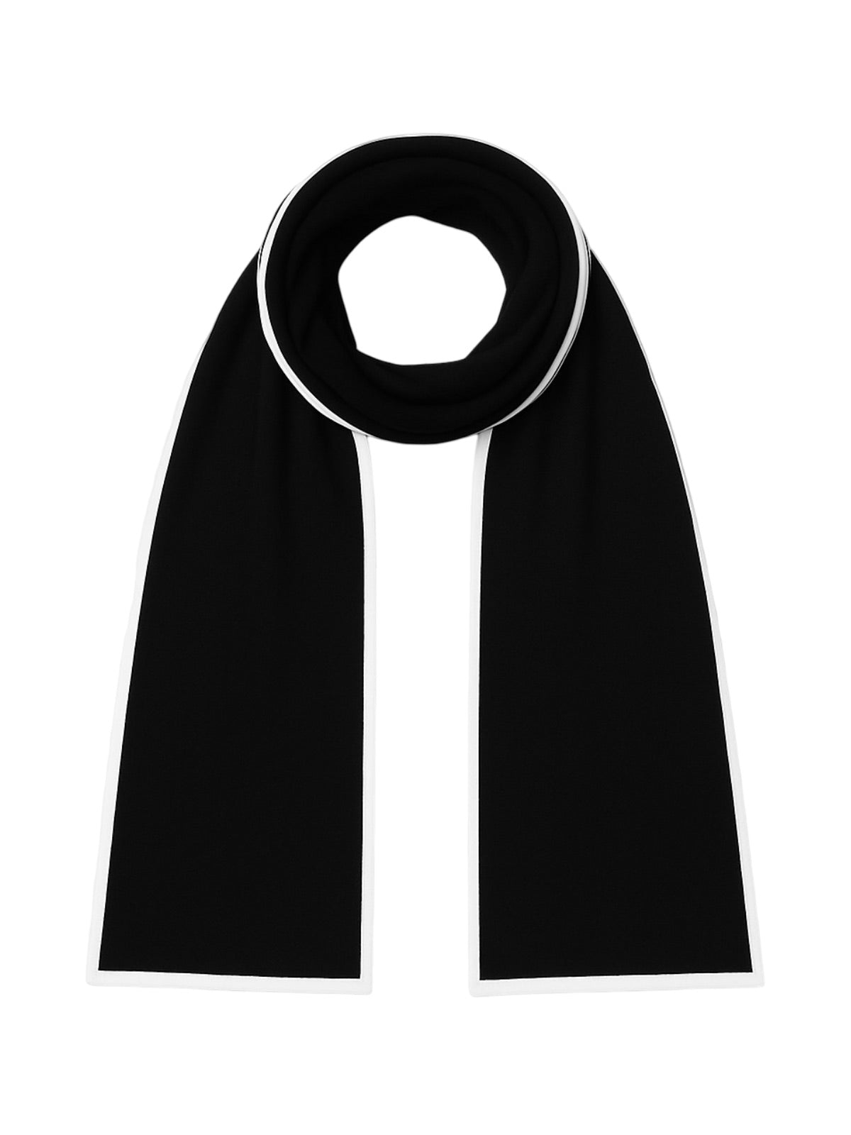 Écharpe femme hiver, longue écharpe chaude, laine cachemire modale, bords contrastés, style sobre et chic, modèle Gwen - Écharpe - Noir