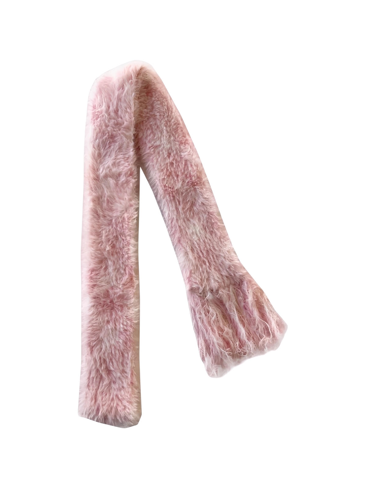 Sciarpa sottile in eco-pelliccia, stile morbido e fantasia, lunga con frange, accessorio invernale donna, al tatto soffice, design originale, modello Rafla