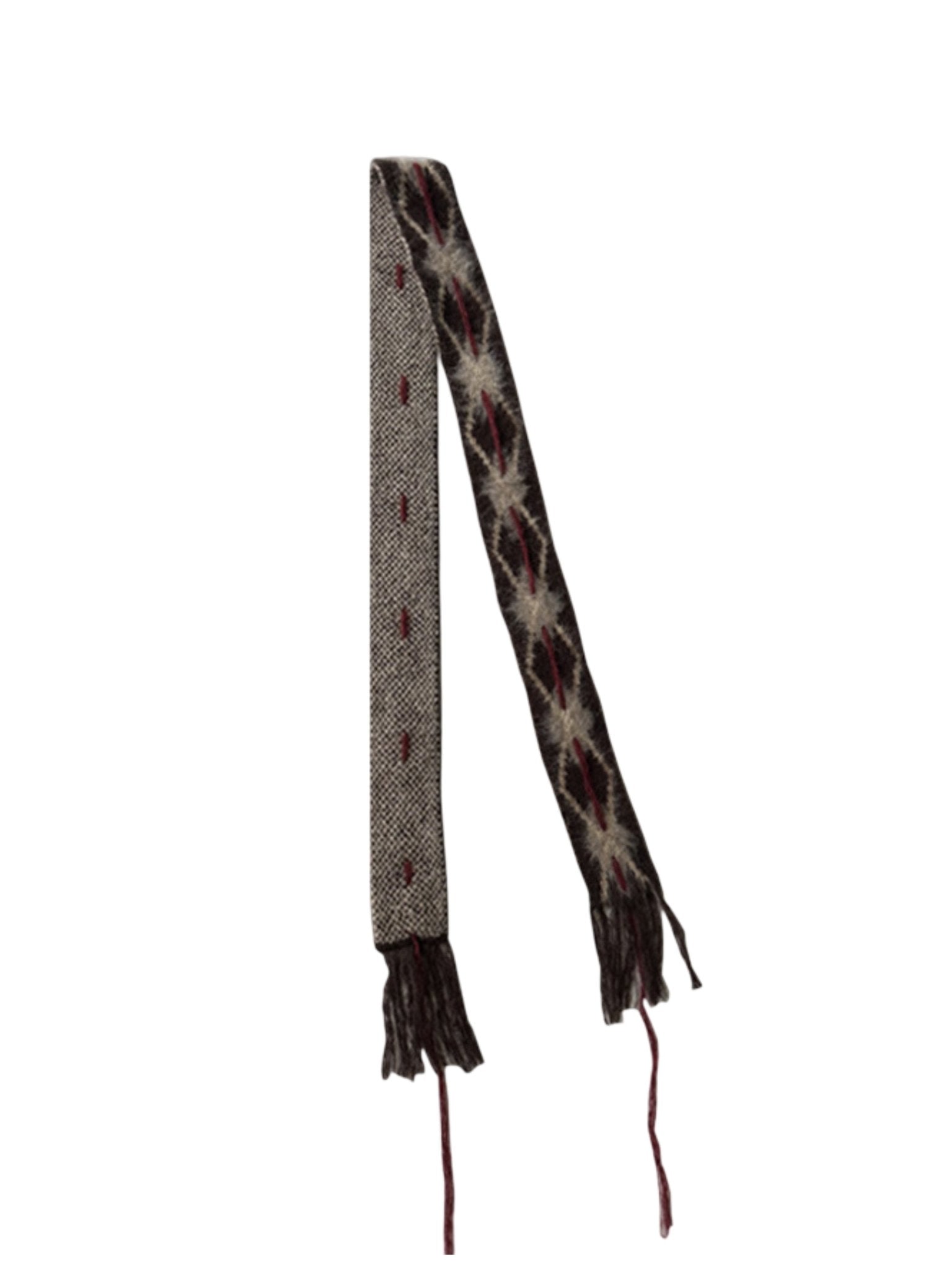 Écharpe fine en maille, motif géométrique, coloris café, effet brossé, longue et douce, modèle Sidie - Écharpe - Marron