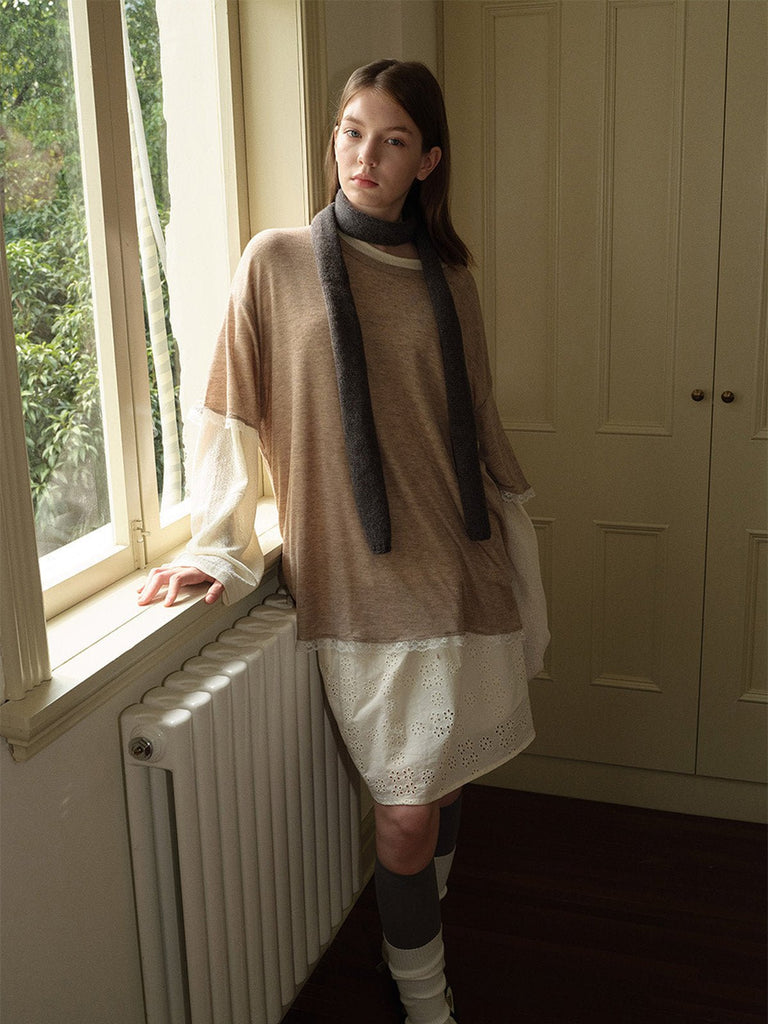 Écharpe fine en pure laine, toucher doux, format étroit, chaude et légère, style minimaliste, hiver 2024, plusieurs coloris, modèle Estelle - Écharpe - Gris