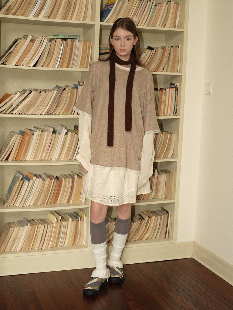 Écharpe fine en pure laine, toucher doux, format étroit, chaude et légère, style minimaliste, hiver 2024, plusieurs coloris, modèle Estelle - Écharpe - Marron