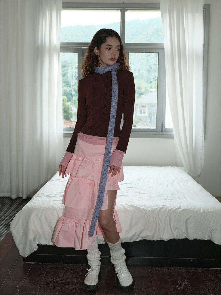 Écharpe fine femme hiver, tricotée à la main, longue et étroite, toucher doux, coloris pastel chiné, accessoire chaud et léger, modèle Icy - Écharpe - Bleu