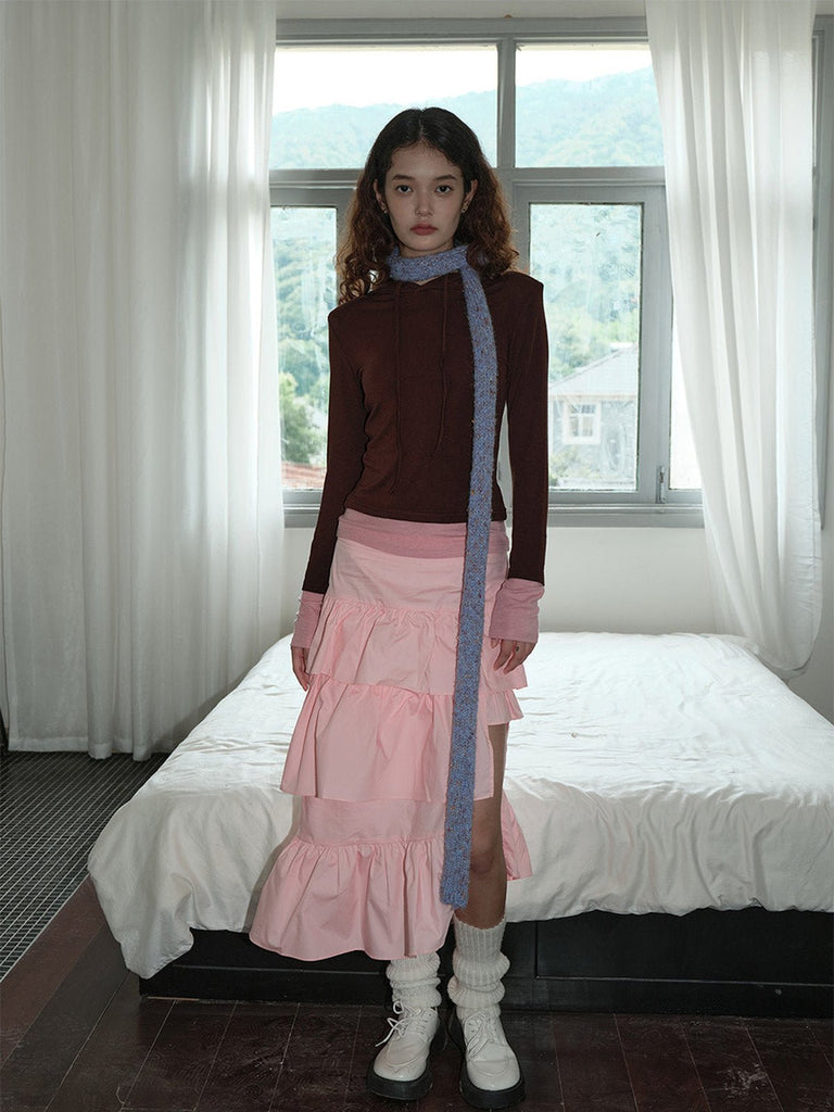 Écharpe fine femme hiver, tricotée à la main, longue et étroite, toucher doux, coloris pastel chiné, accessoire chaud et léger, modèle Icy - Écharpe - Bleu