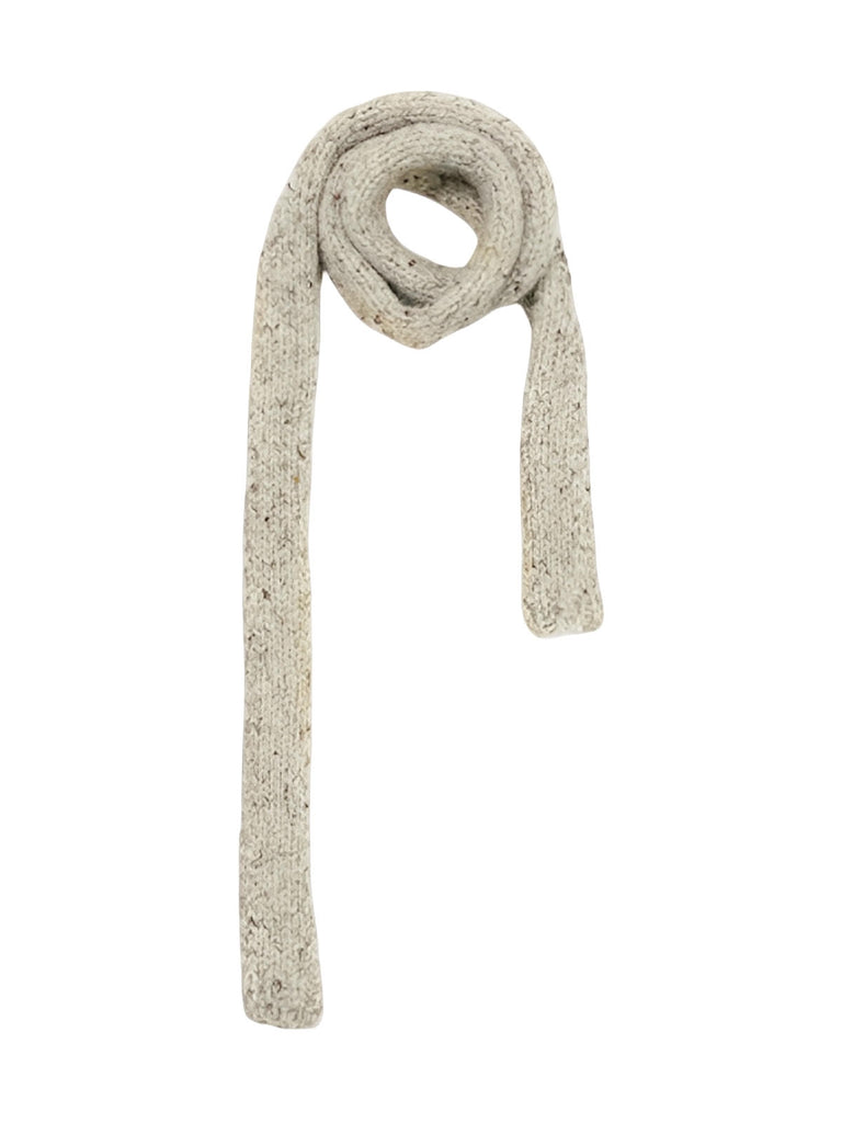 Écharpe fine femme hiver, tricotée à la main, longue et étroite, toucher doux, coloris pastel chiné, accessoire chaud et léger, modèle Icy - Écharpe - Beige