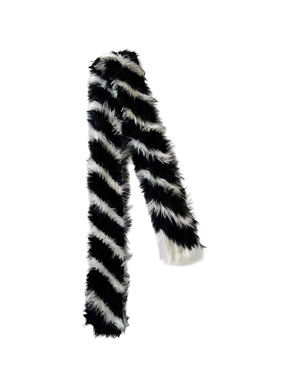 Sciarpa sottile nera e bianca, a righe diagonali, al tatto morbido, stile streetwear, inverno 2024, modello Ivana