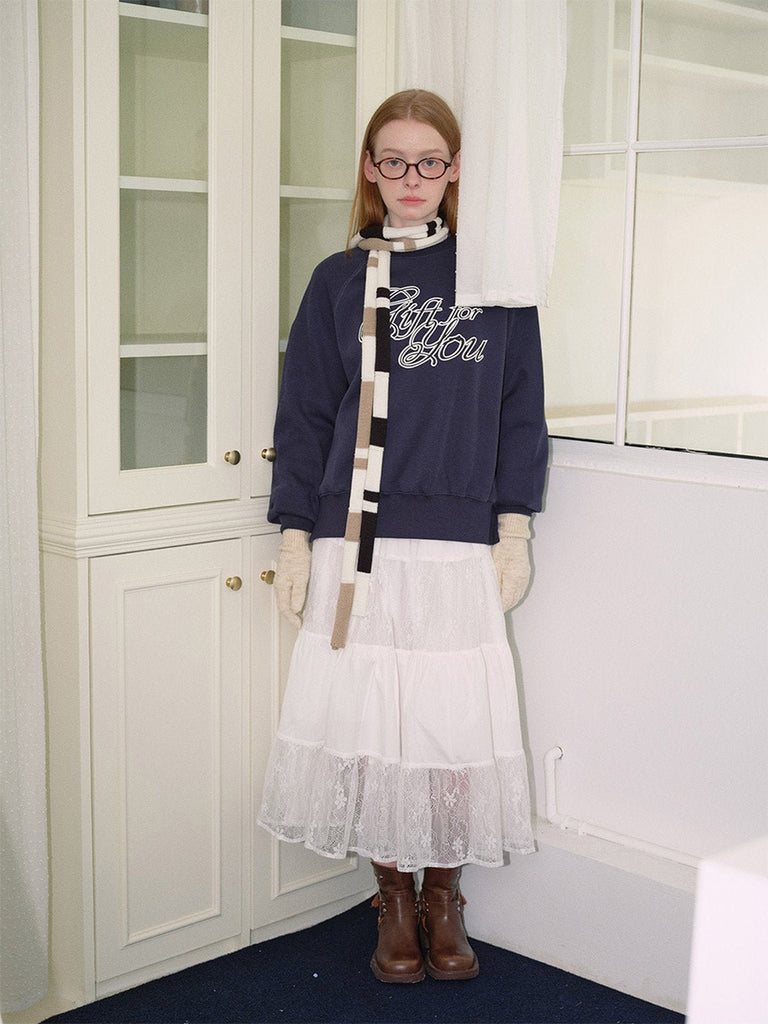 Écharpe fine rayée, design coréen, tricotée à la main, légère et longue, accessoire hiver femme, modèle Parisa - Écharpe - Beige