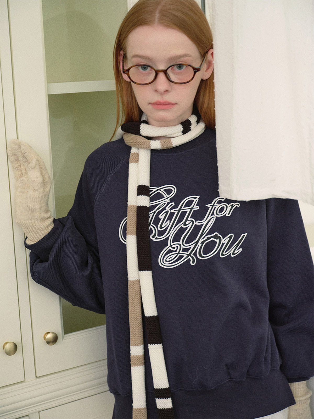 Écharpe fine rayée, design coréen, tricotée à la main, légère et longue, accessoire hiver femme, modèle Parisa - Écharpe - Noir