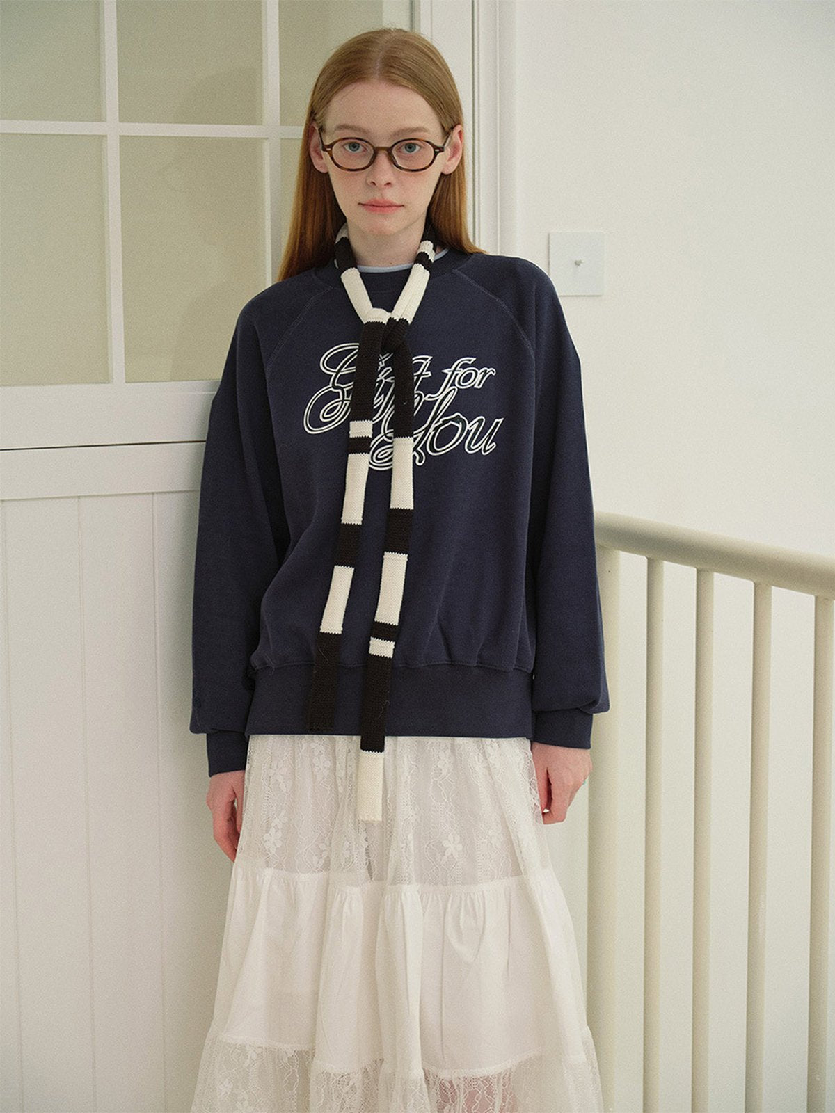 Écharpe fine rayée, design coréen, tricotée à la main, légère et longue, accessoire hiver femme, modèle Parisa - Écharpe - Noir