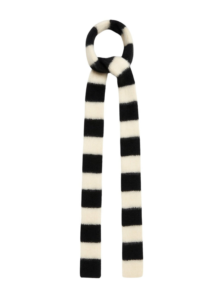 Écharpe fine rayée femme, écharpe douce et longue, écharpe hiver colorée, écharpe fine en nylon, écharpe chaude pour l'hiver, modèle Insy - Écharpe - Noir et blanc