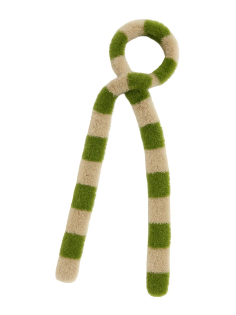 Écharpe fine rayée femme, écharpe douce et longue, écharpe hiver colorée, écharpe fine en nylon, écharpe chaude pour l'hiver, modèle Insy - Écharpe - Vert et beige