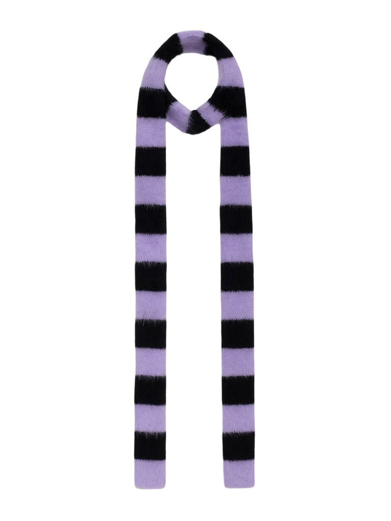 Écharpe fine rayée femme, écharpe douce et longue, écharpe hiver colorée, écharpe fine en nylon, écharpe chaude pour l'hiver, modèle Insy - Écharpe - Violet et noir
