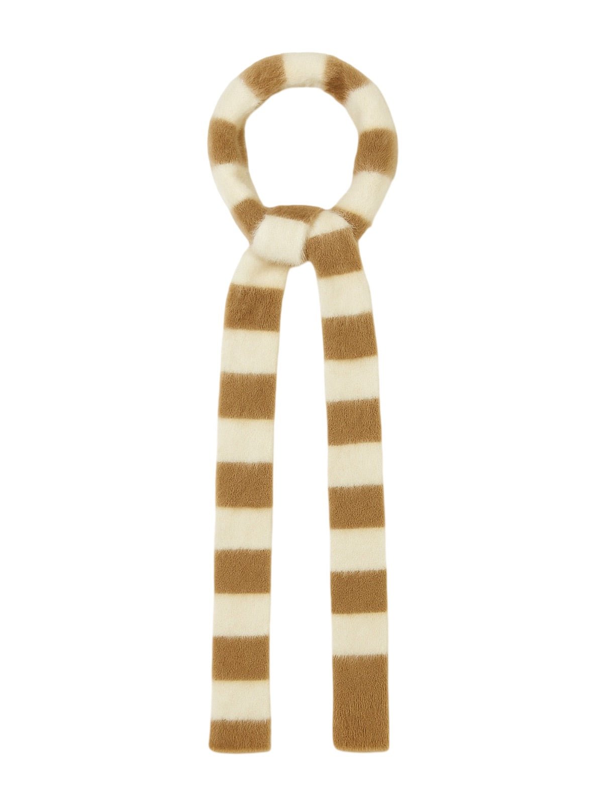 Écharpe fine rayée femme, écharpe douce et longue, écharpe hiver colorée, écharpe fine en nylon, écharpe chaude pour l'hiver, modèle Insy - Écharpe - Blanc et camel