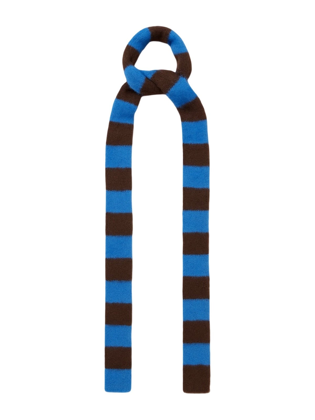 Écharpe fine rayée femme, écharpe douce et longue, écharpe hiver colorée, écharpe fine en nylon, écharpe chaude pour l'hiver, modèle Insy - Écharpe - Bleu et marron