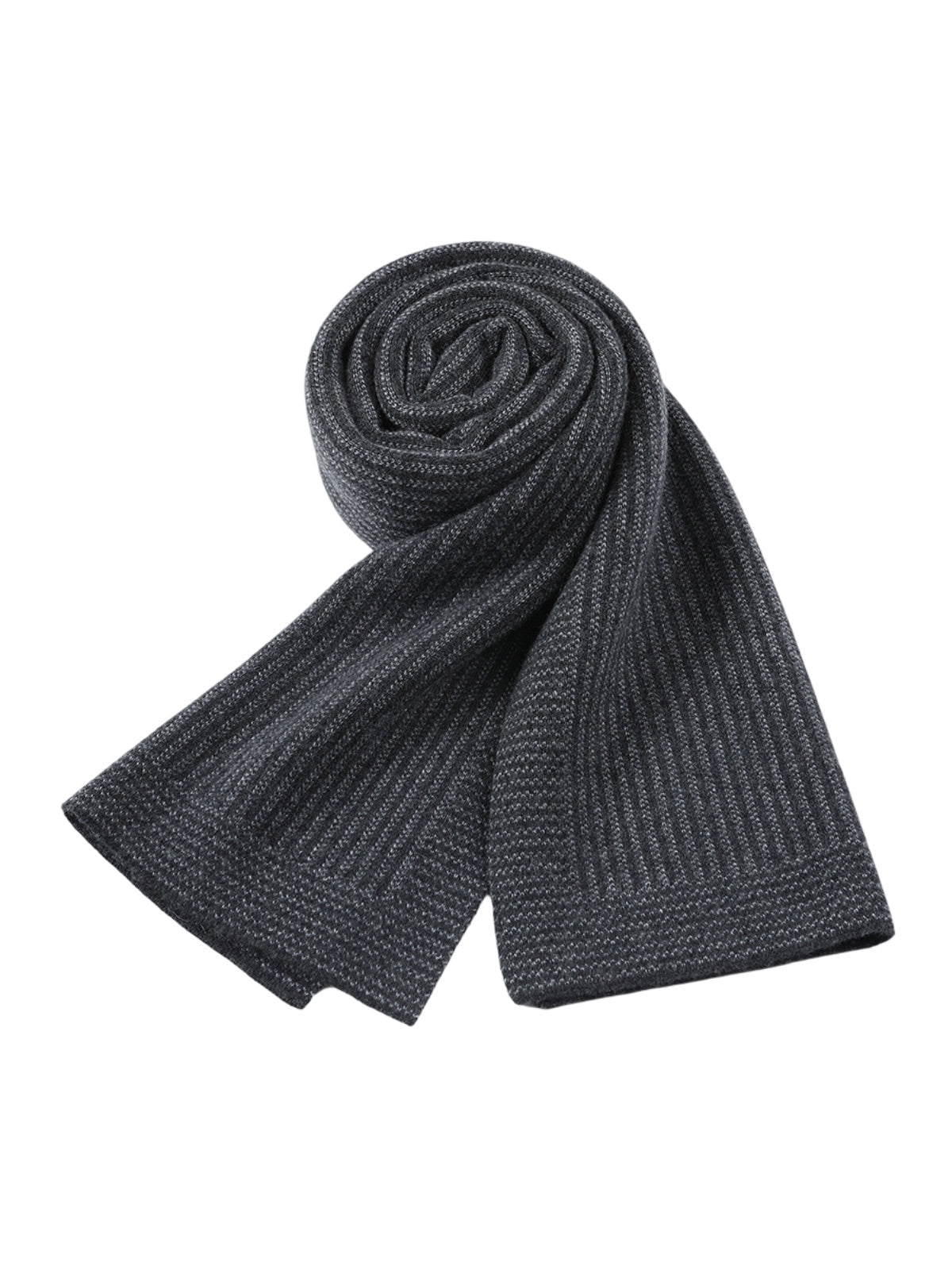 Écharpe homme cachemire hiver, laine douce chaude, motif discret gris, écharpe longue hiver, accessoire mode masculin, modèle Thomas - Écharpe - Gris foncé