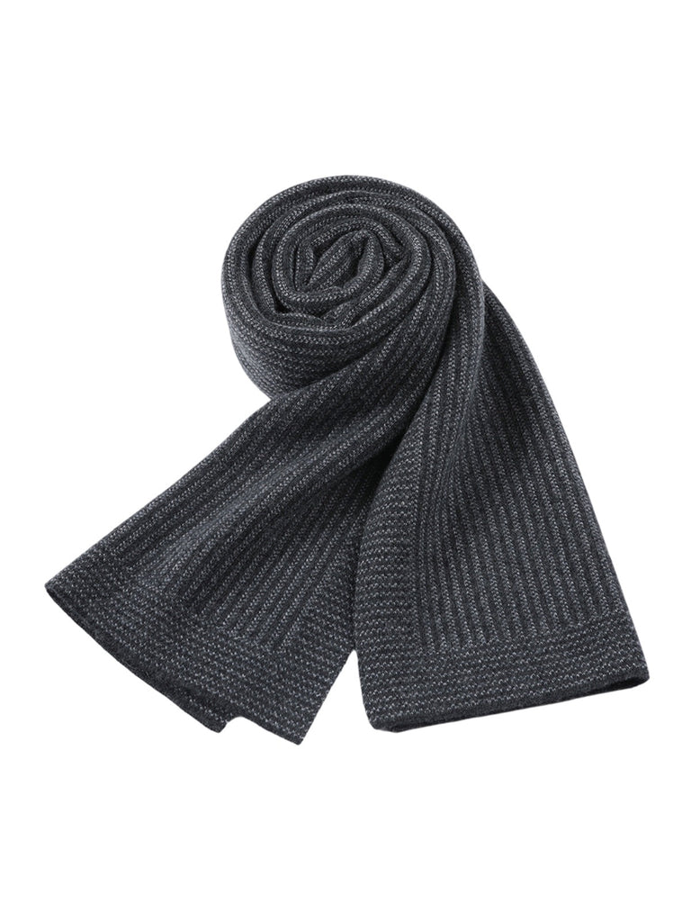 Écharpe homme cachemire hiver, laine douce chaude, motif discret gris, écharpe longue hiver, accessoire mode masculin, modèle Thomas - Écharpe - Gris foncé