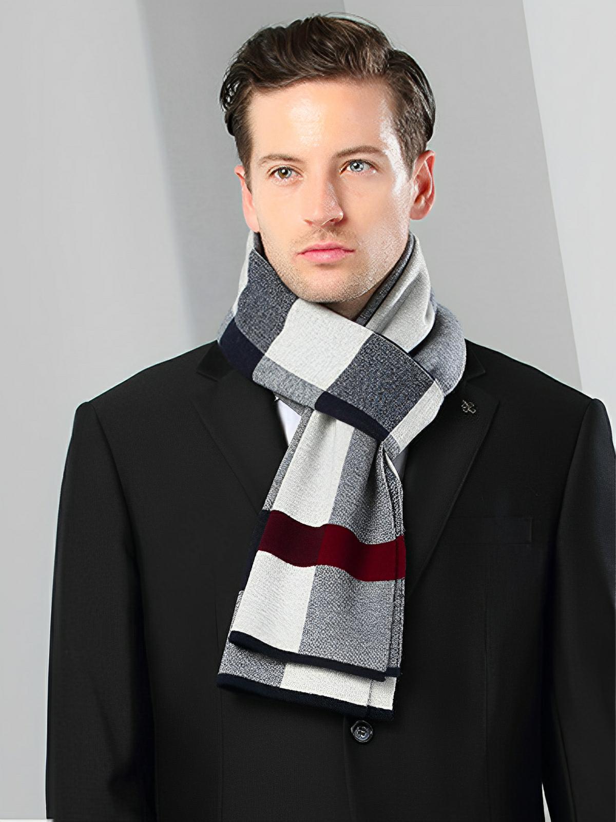 Écharpe homme pure laine, carreaux chic hiver, écharpe chaude longue, style urbain moderne, écharpe douce chaude, modèle Aymeric - Écharpe - Style 1