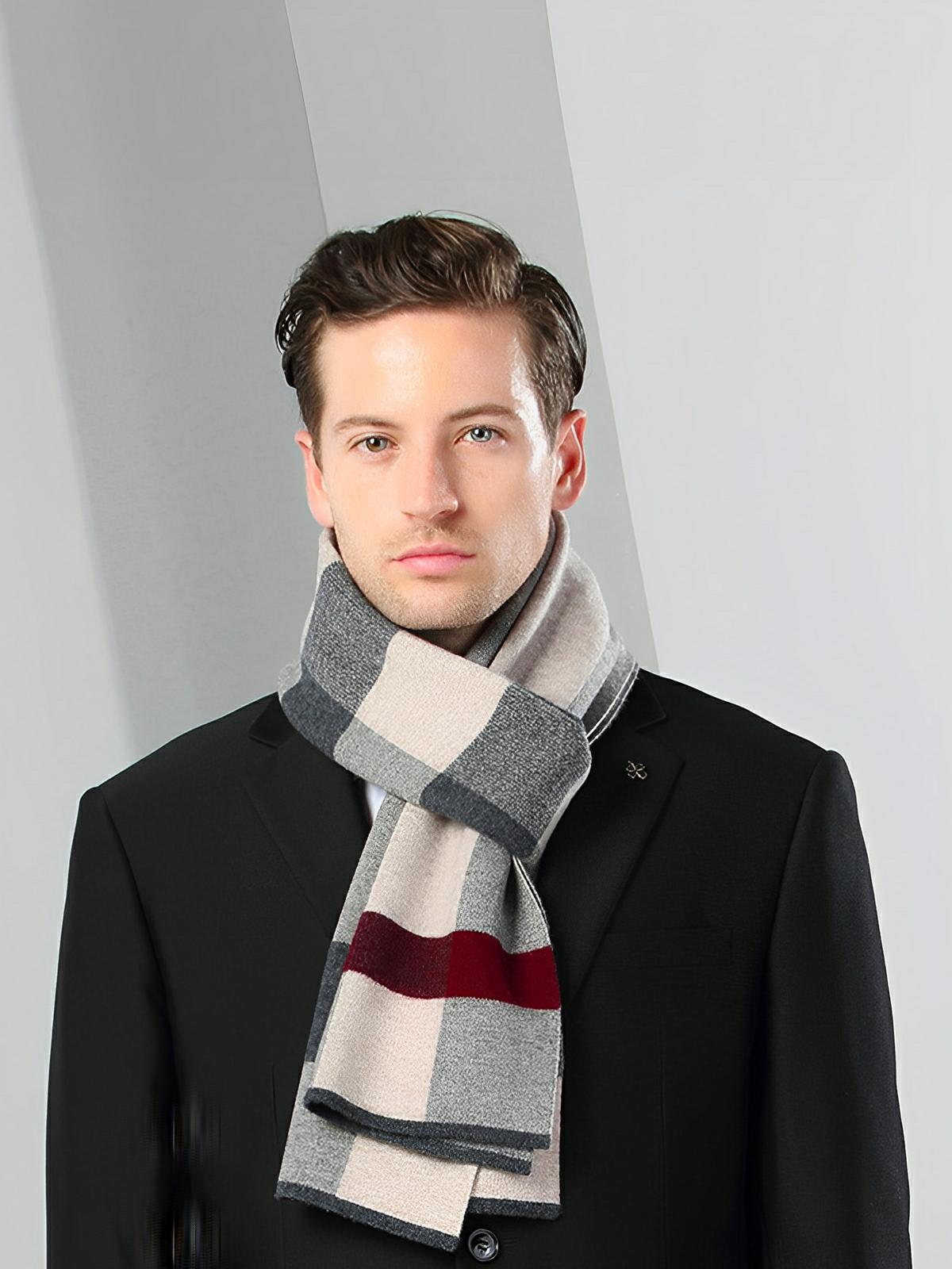 Écharpe homme pure laine, carreaux chic hiver, écharpe chaude longue, style urbain moderne, écharpe douce chaude, modèle Aymeric - Écharpe - Style 1