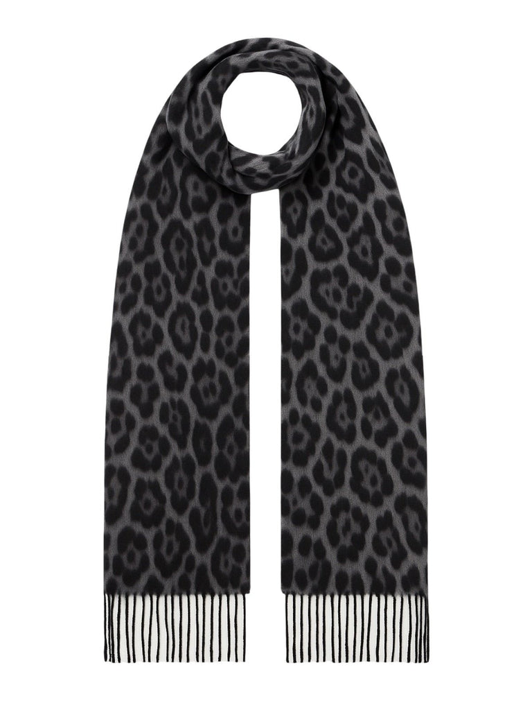 Écharpe léopard femme, douce et chaude, laine et éco - cachemire, grand format 180x70 cm, accessoire hiver chic, style audacieux et confortable, modèle Zorus - Écharpe - Gris