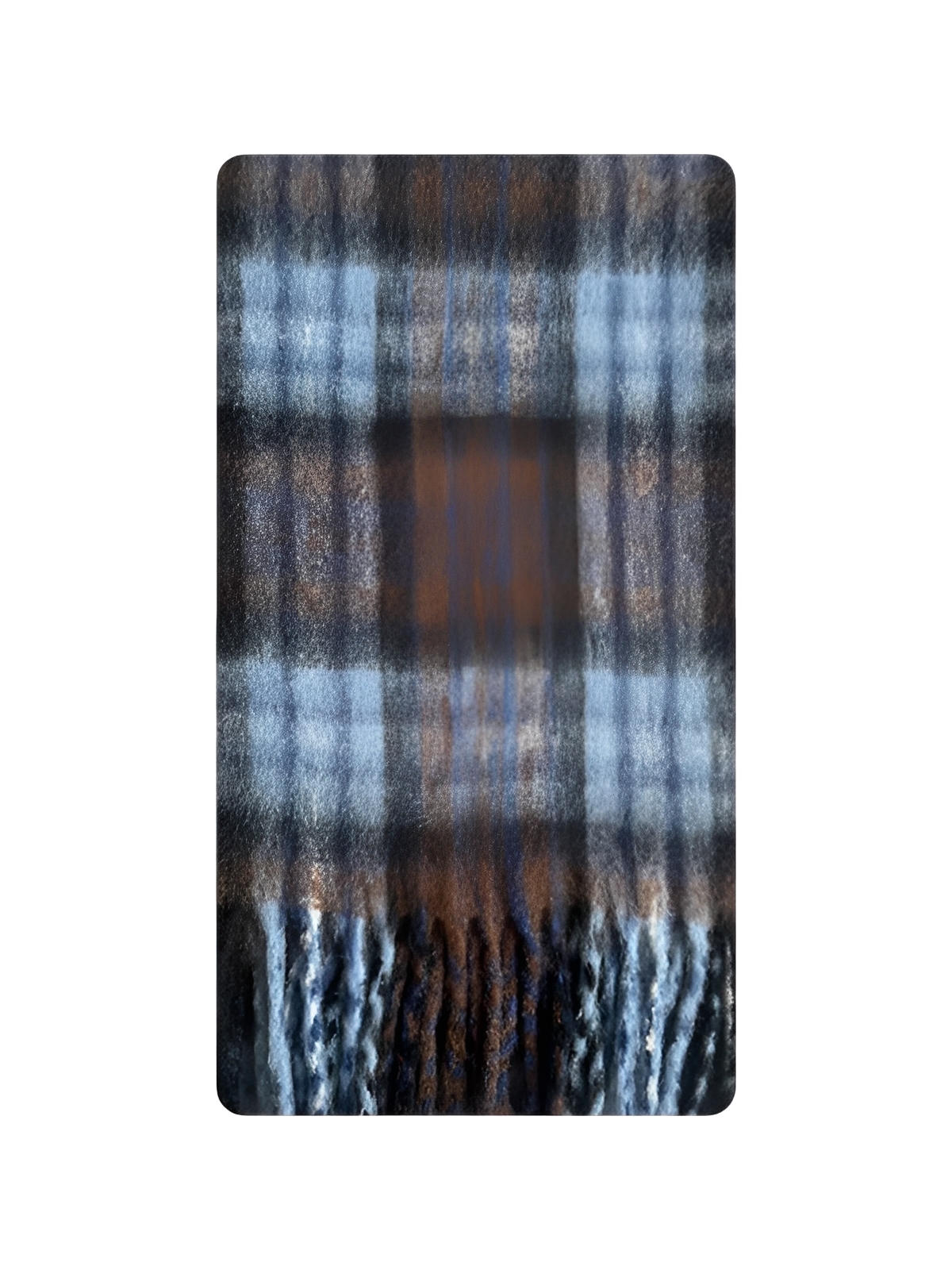 Long scarf in blended wool, Scottish check patterns, soft and plush feel, warm winter accessory for women, twisted fringes, casual chic style, model Yona