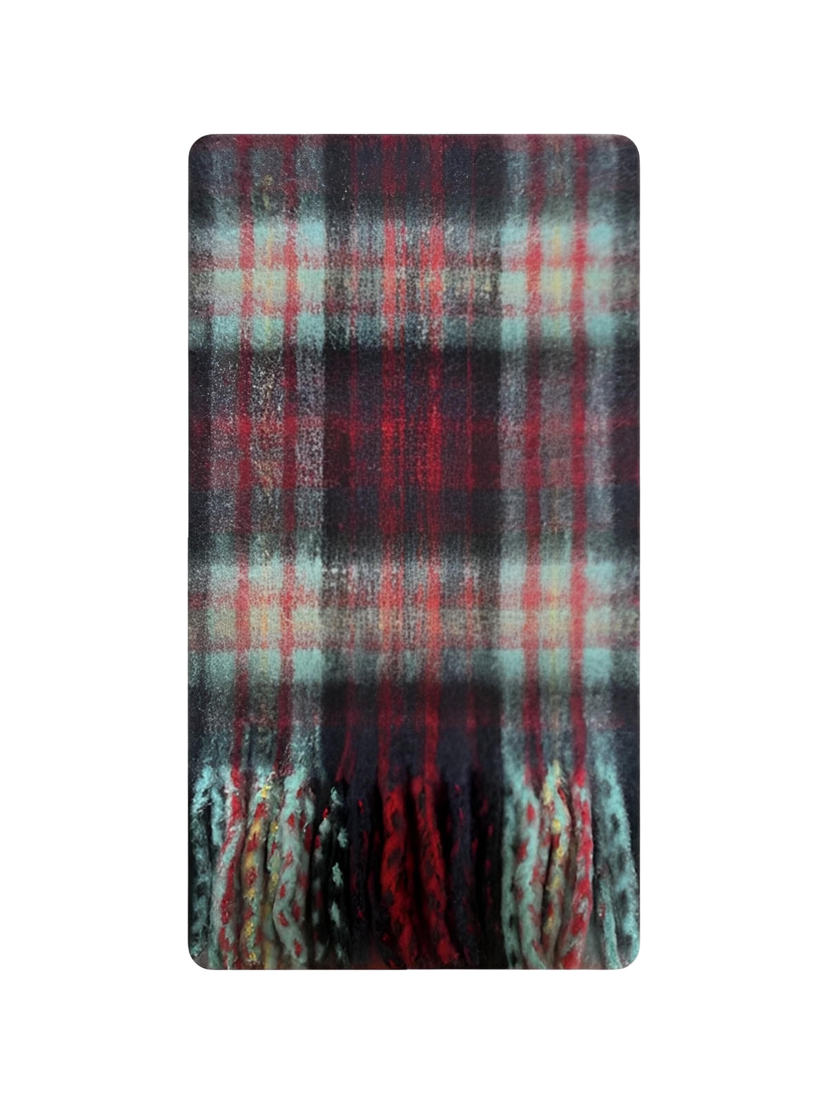 Long scarf in blended wool, Scottish check patterns, soft and plush feel, warm winter accessory for women, twisted fringes, casual chic style, model Yona
