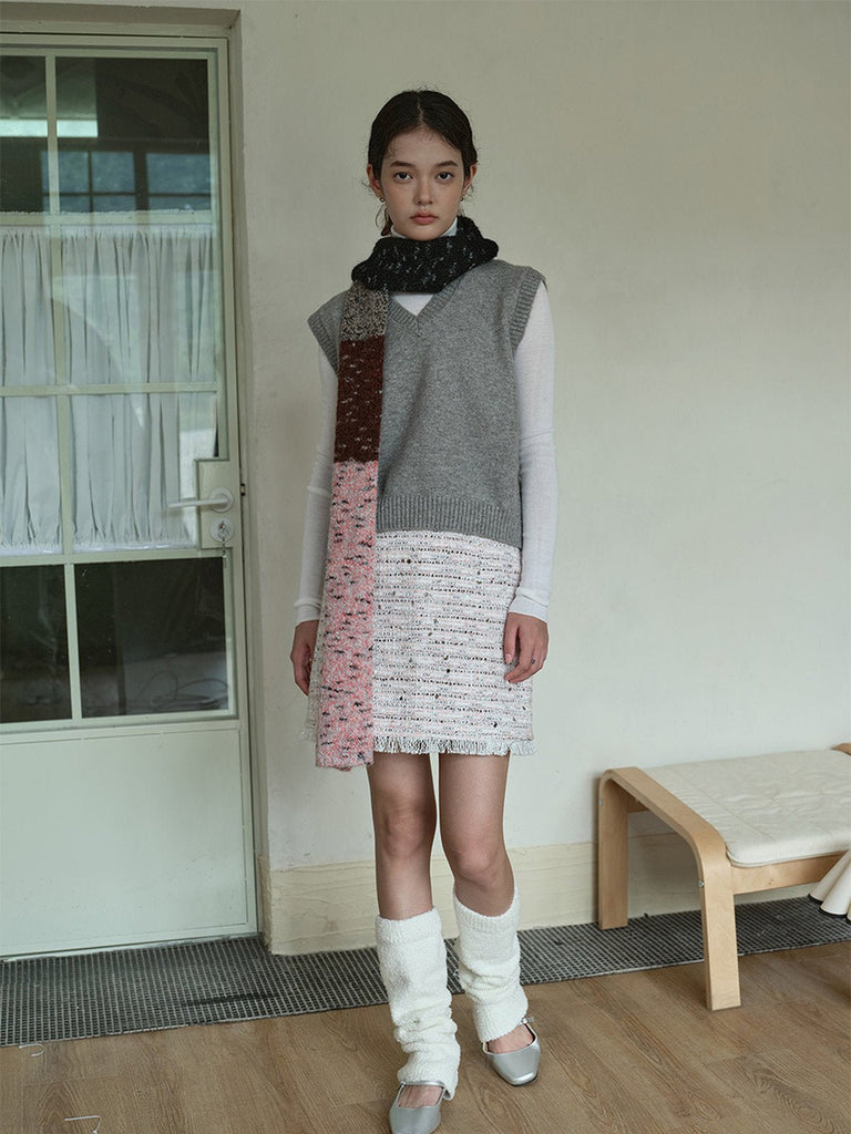 Écharpe longue patchwork, écharpe hiver femme, écharpe douce multicolore, écharpe tricotée chaude, écharpe à motifs colorés, modèle Récha - Écharpe - Multicolore