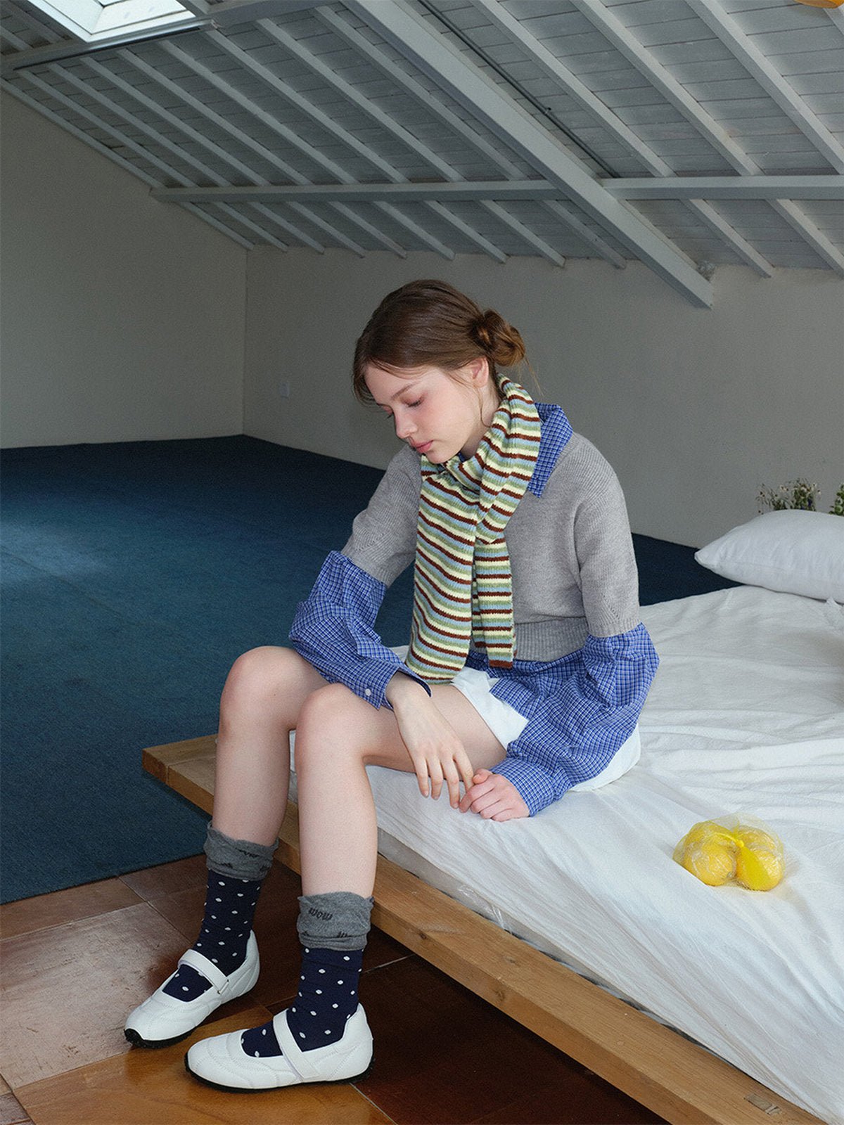 Écharpe longue rayée, maille douce hiver, motif géométrique noir rose ou vert anis, tricotée à rayures, chaude et moelleuse, modèle Nidenne - Écharpe - Vert