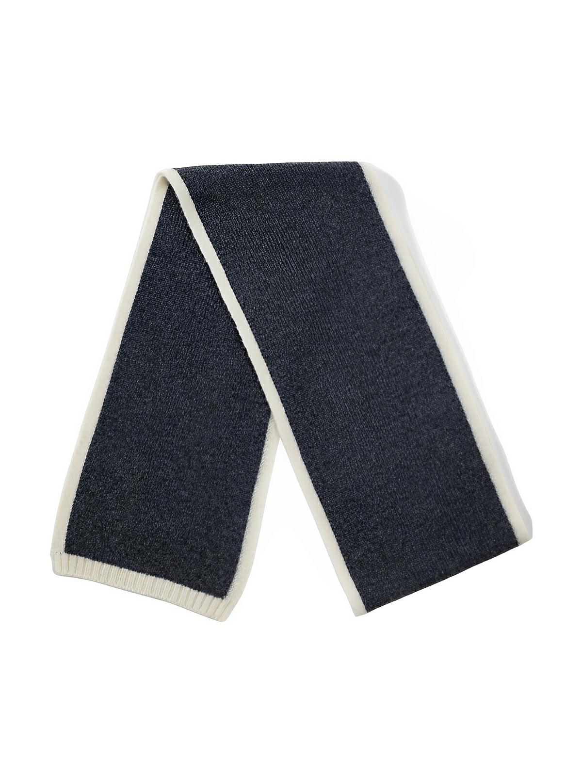 Écharpe pour femme, hiver 100% laine, douce et chaude, tricotée fine, unie bord contrasté, modèle Lancasta - Écharpe - Gris foncé