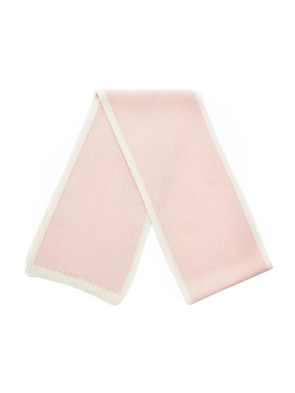 Écharpe pour femme, hiver 100% laine, douce et chaude, tricotée fine, unie bord contrasté, modèle Lancasta - Écharpe - Rose