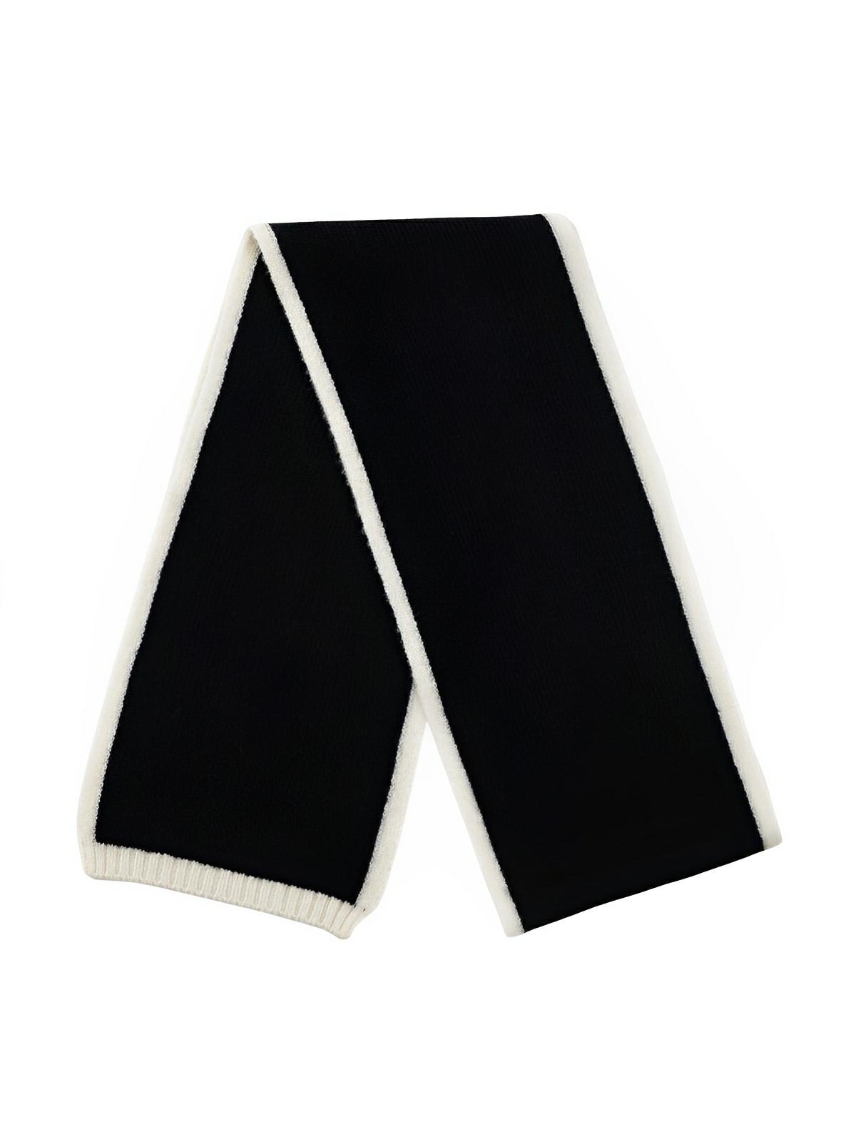 Écharpe pour femme, hiver 100% laine, douce et chaude, tricotée fine, unie bord contrasté, modèle Lancasta - Écharpe - Noir