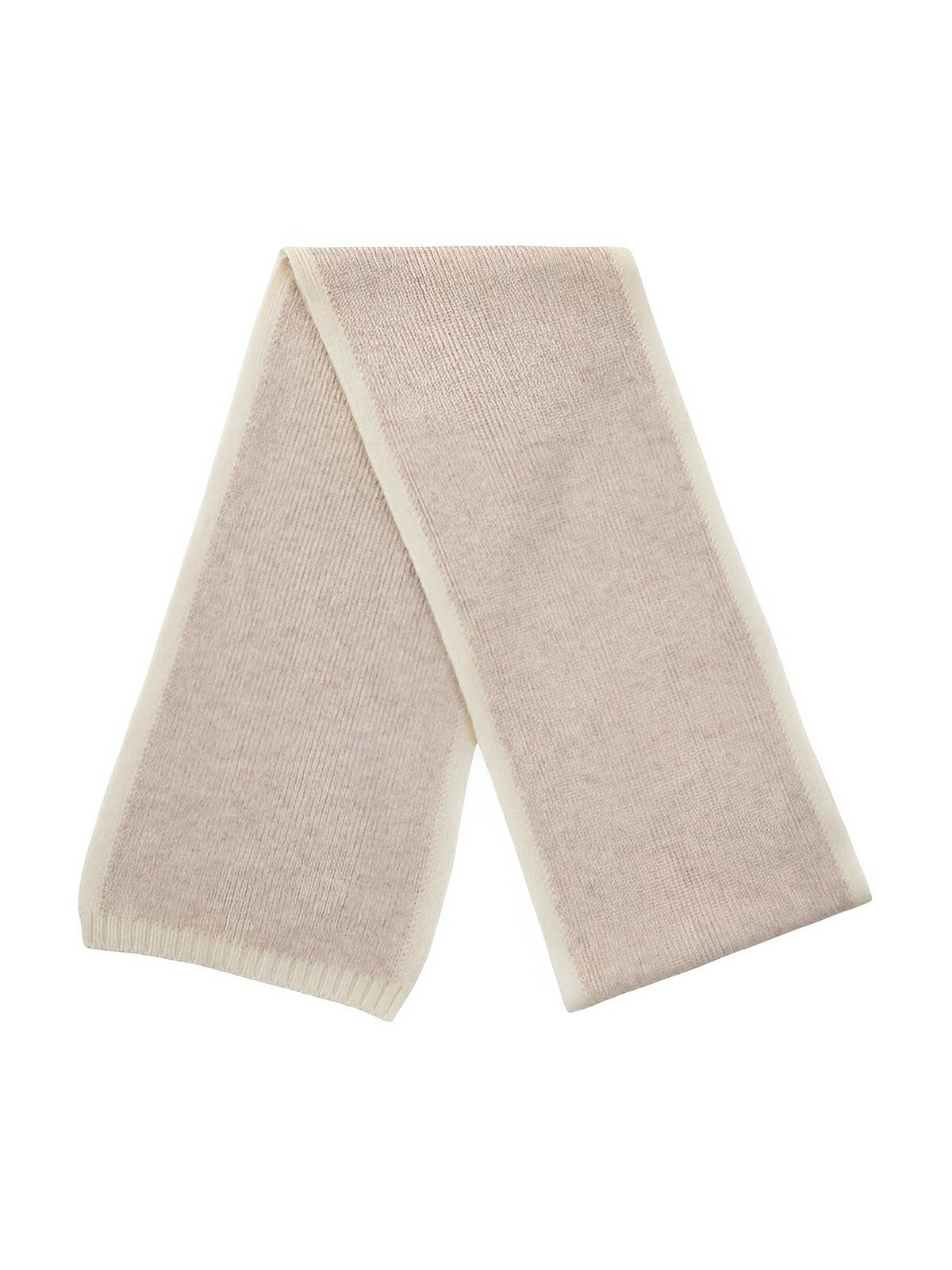 Écharpe pour femme, hiver 100% laine, douce et chaude, tricotée fine, unie bord contrasté, modèle Lancasta - Écharpe - Beige