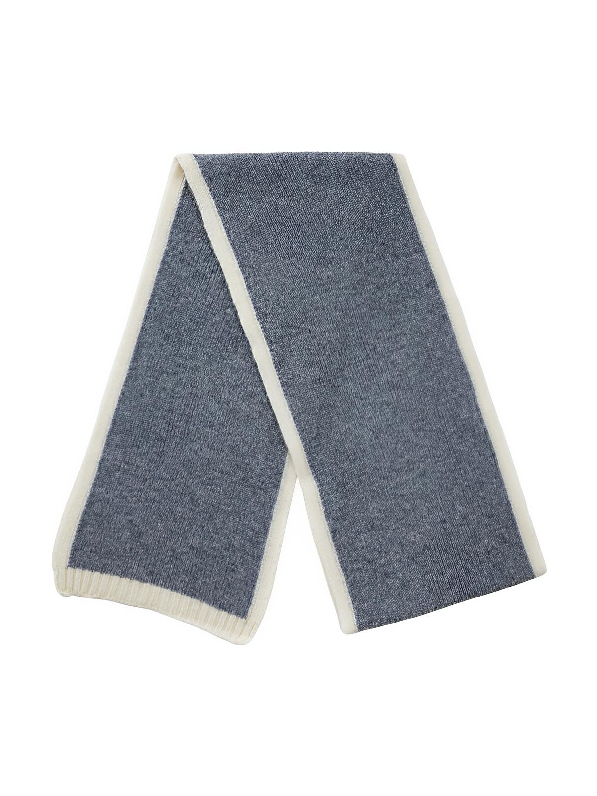 Écharpe pour femme, hiver 100% laine, douce et chaude, tricotée fine, unie bord contrasté, modèle Lancasta - Écharpe - Gris