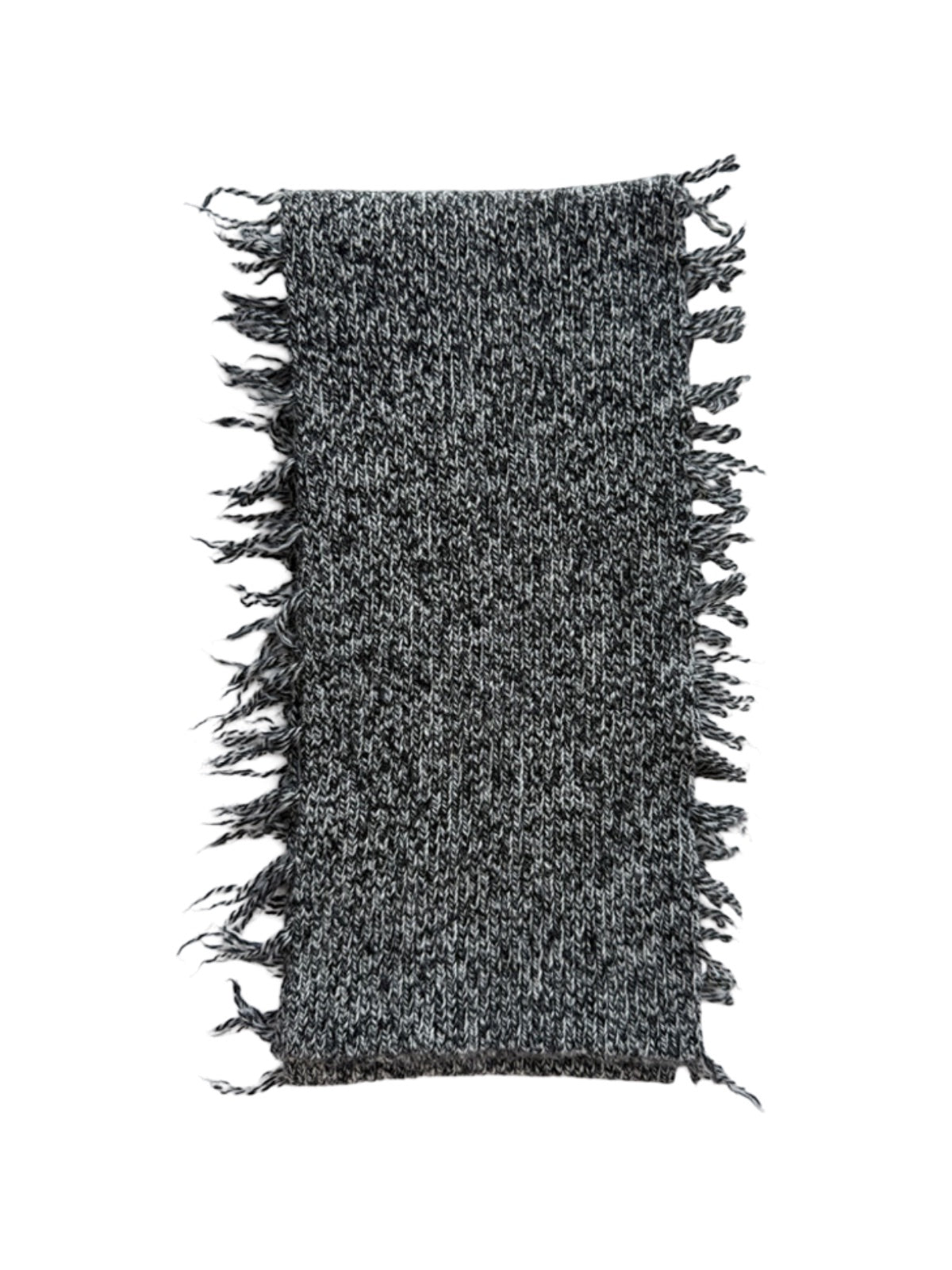 Écharpe tricotée laine et nylon, texture chinée douce, longue écharpe hiver, bords effilochés tendance, modèle Snachie - Écharpe - Gris foncé