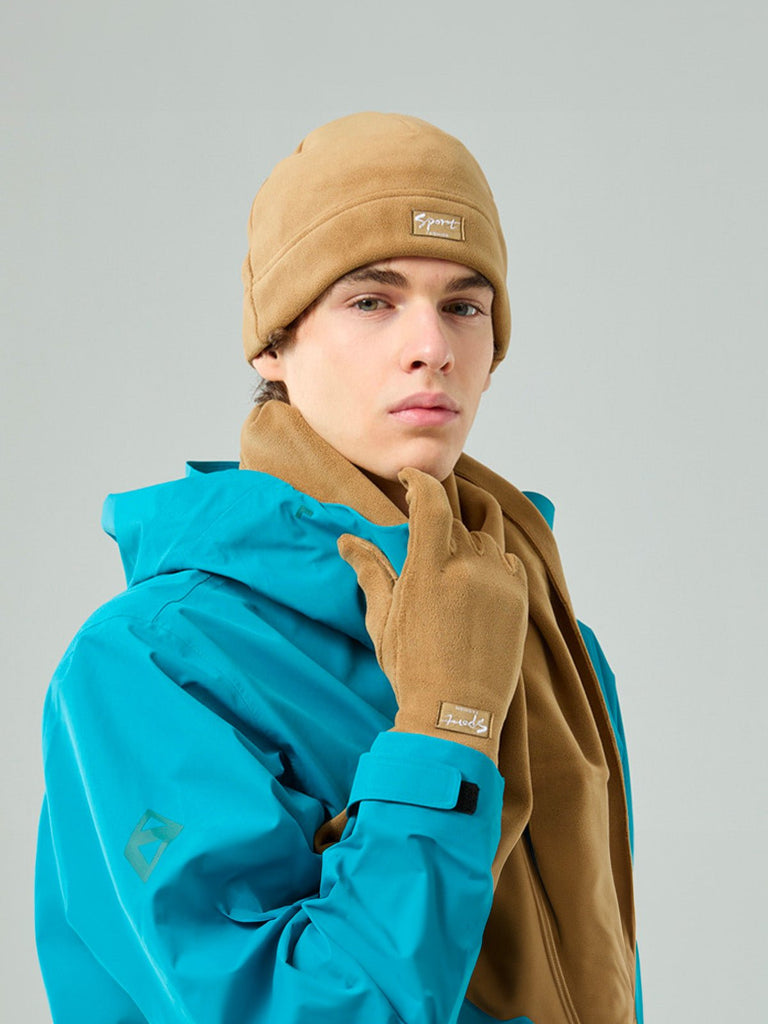 Ensemble hiver mixte, bonnet polaire homme femme, gants tactiles hiver, écharpe douce chaude, ensemble hiver unisexe, protection froid, accessoire sports d’hiver, modèle Lipène - Écharpe - Beige