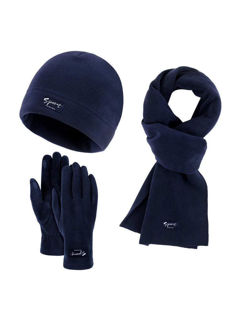 Ensemble hiver mixte, bonnet polaire homme femme, gants tactiles hiver, écharpe douce chaude, ensemble hiver unisexe, protection froid, accessoire sports d’hiver, modèle Lipène - Écharpe - Bleu marine