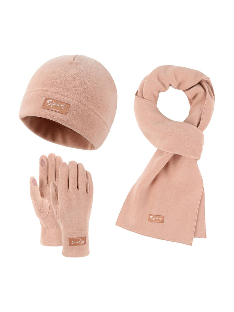 Ensemble hiver mixte, bonnet polaire homme femme, gants tactiles hiver, écharpe douce chaude, ensemble hiver unisexe, protection froid, accessoire sports d’hiver, modèle Lipène - Écharpe - Rose