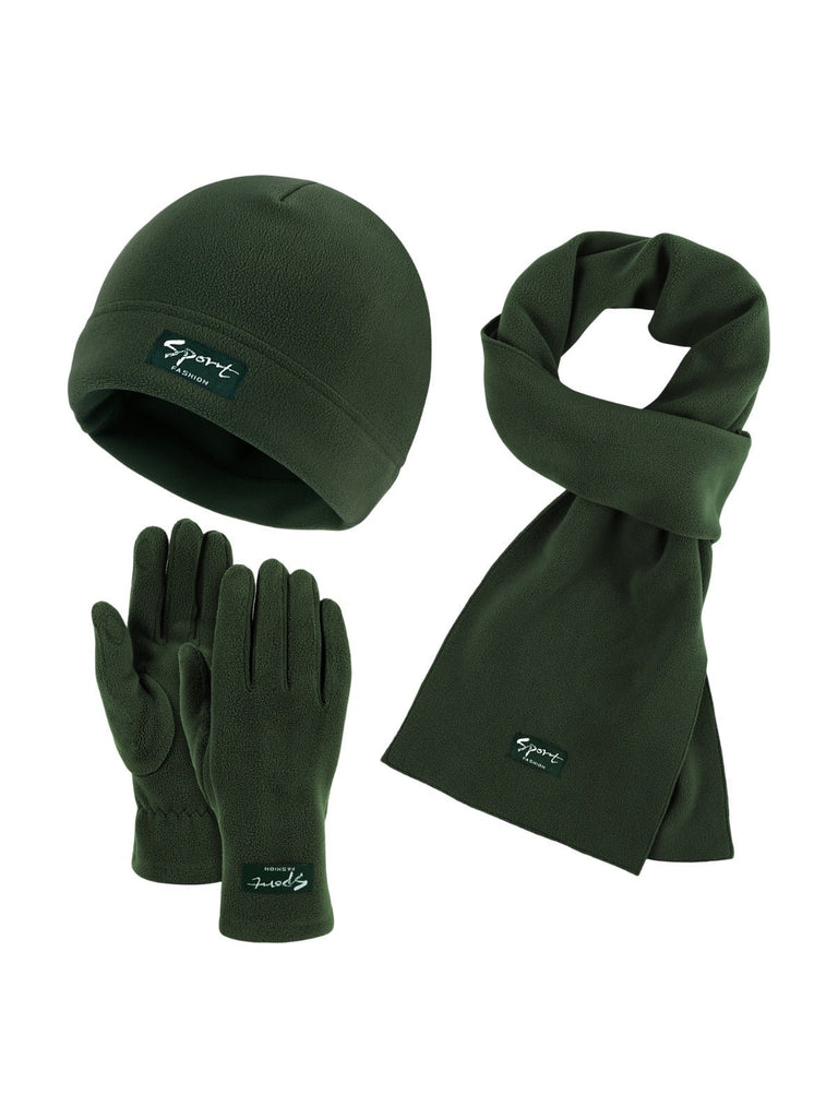 Ensemble hiver mixte, bonnet polaire homme femme, gants tactiles hiver, écharpe douce chaude, ensemble hiver unisexe, protection froid, accessoire sports d’hiver, modèle Lipène - Écharpe - Vert