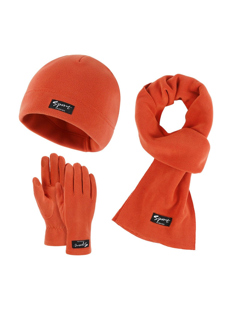 Ensemble hiver mixte, bonnet polaire homme femme, gants tactiles hiver, écharpe douce chaude, ensemble hiver unisexe, protection froid, accessoire sports d’hiver, modèle Lipène - Écharpe - Orange