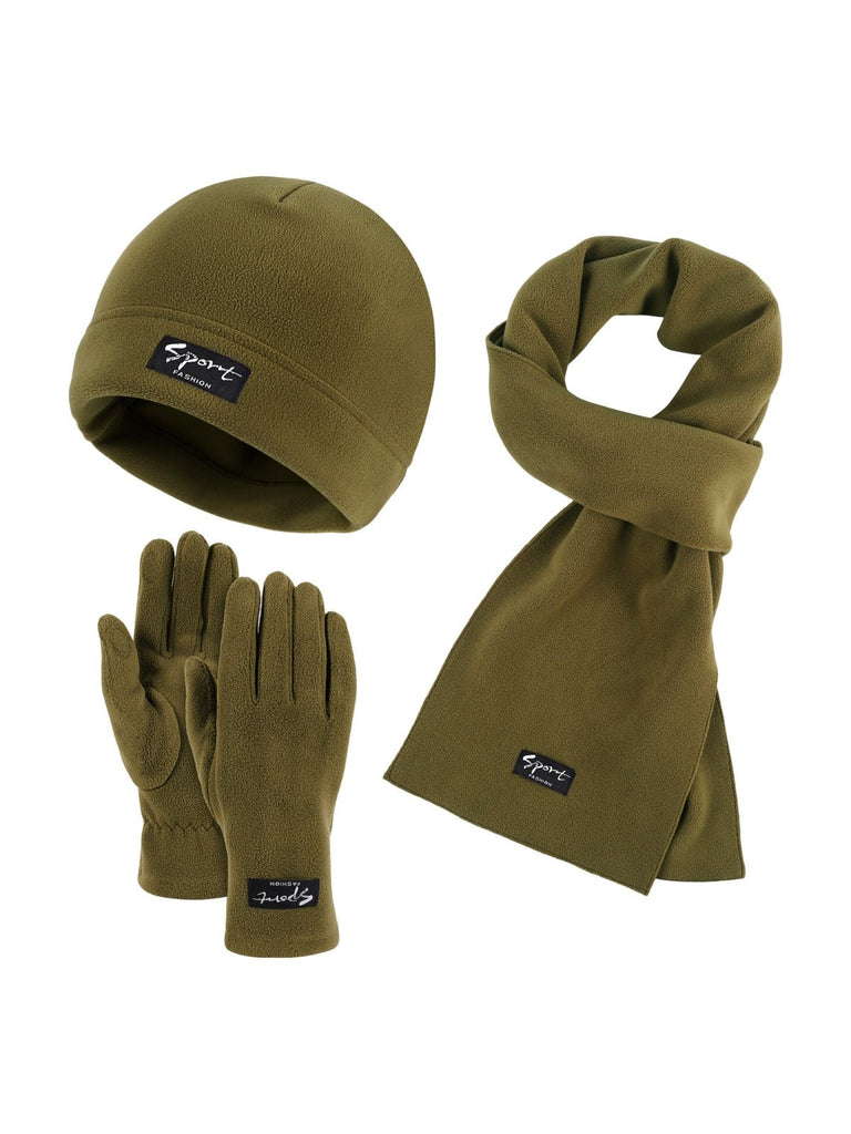 Ensemble hiver mixte, bonnet polaire homme femme, gants tactiles hiver, écharpe douce chaude, ensemble hiver unisexe, protection froid, accessoire sports d’hiver, modèle Lipène - Écharpe - Kaki