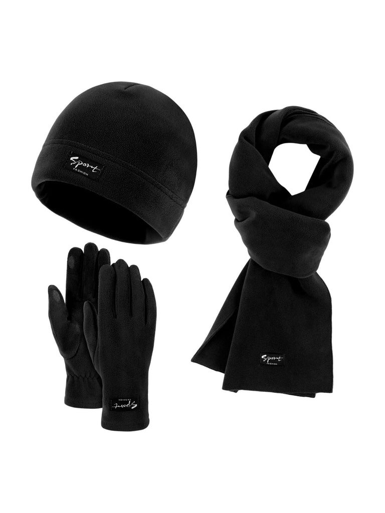Ensemble hiver mixte, bonnet polaire homme femme, gants tactiles hiver, écharpe douce chaude, ensemble hiver unisexe, protection froid, accessoire sports d’hiver, modèle Lipène - Écharpe - Noir
